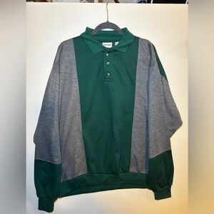Puritan Men's Polo in Forest Green and Charcoal color block sportswear/varsity